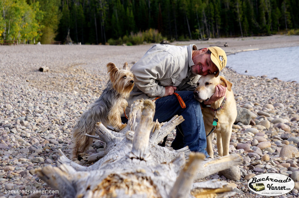 Mike, Dini and Bella @ Jackson Lake in Grand Teton National Park | Photo by BackroadsVanner.com