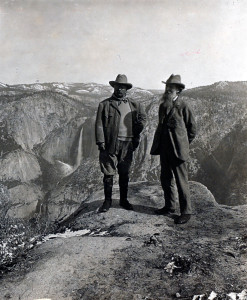 Theodore Roosevelt and John Muir on Glacier Point, Yosemite Valley, California, in 1903